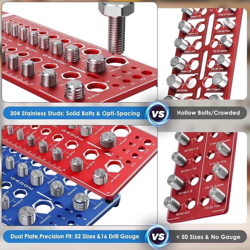 PUIOCO Store 68 Nut and Bolt Thread Checker Standard and Metric, Screw Size and Thread Gauge with 26 SAE & 26 Metric & 16 Drill Bit Gauge, Bolt and Nut Identifier Gauge Bolt Size Finder for Quickly Identify - Image 4